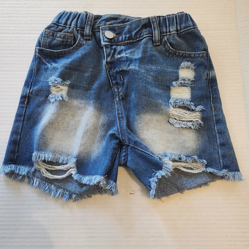 Girl's size 7Y Distressed, Jean Denim-Ripped Shorts by Shein